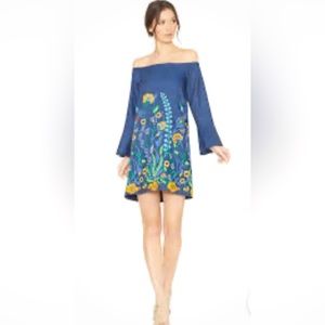 Alice + Olivia Kyra Chambray Embroidered Tunic Dress Size XS